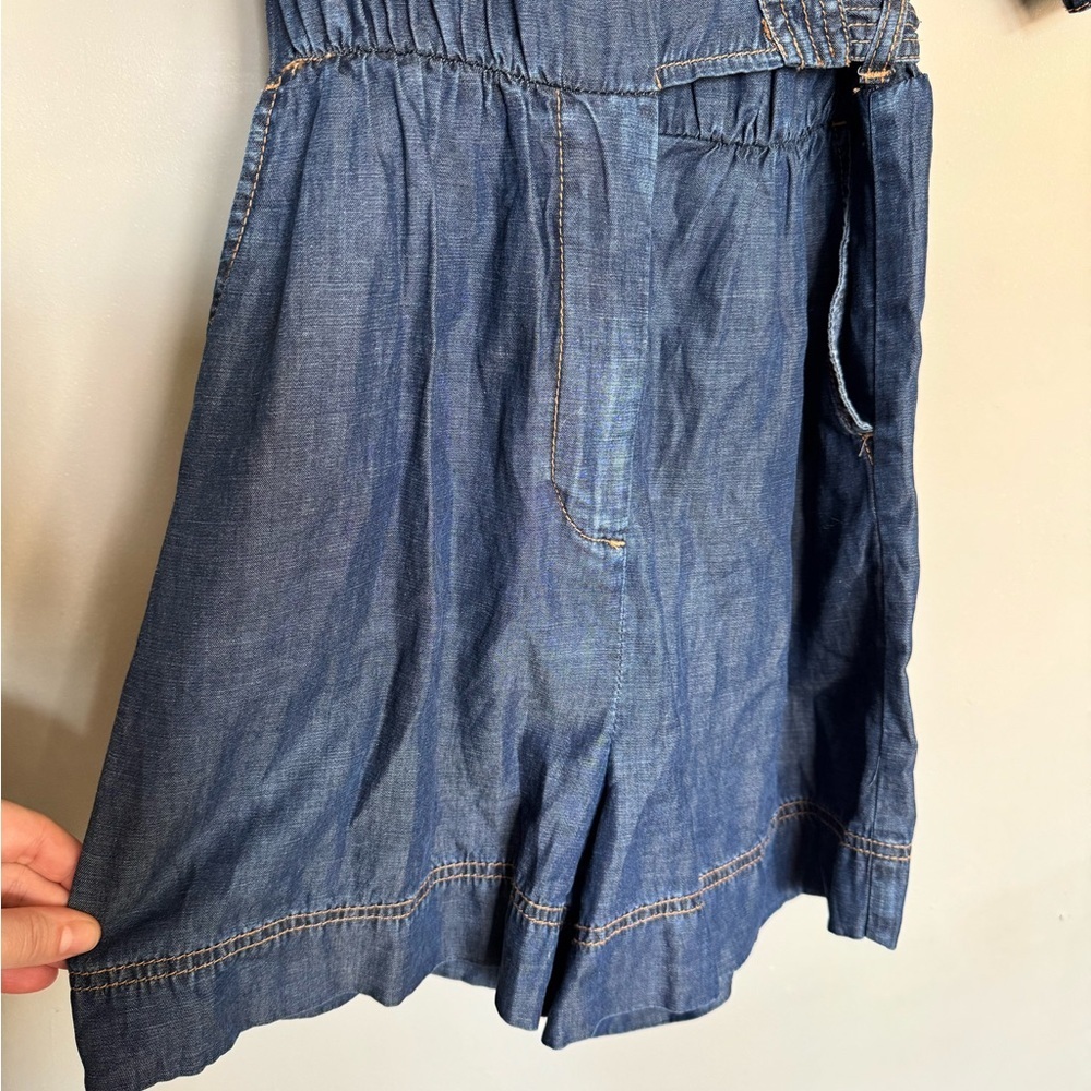 Pilcro by Anthropologie Women’s Chambray Dark Blue Denim Romper Jumpsuit - Picture 6 of 13